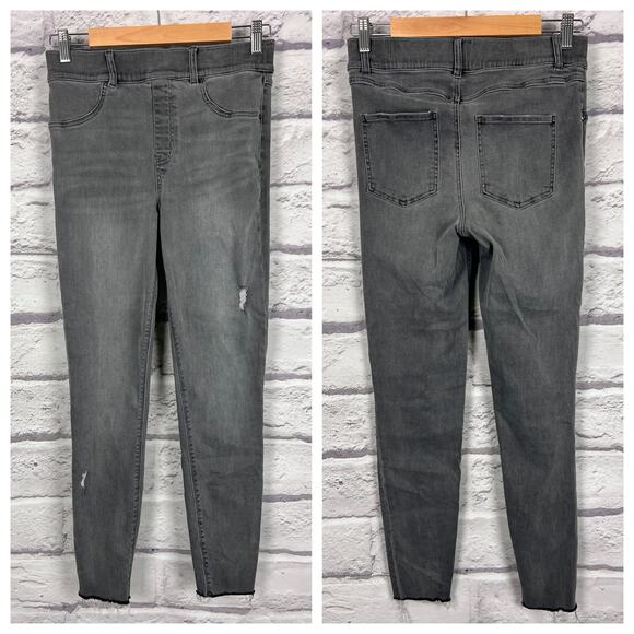 SPANX Women’s M Gray Distressed Raw Hem Pull-On Skinny Jeans Shaping Panel - Picture 12 of 12